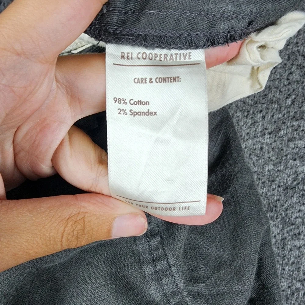 REI Co-op Utility Pants Mens 42x28 Charcoal Grey Raw Hem Drawstring Hiking